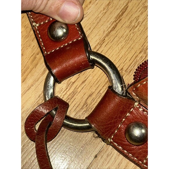 Fossil Canvas Earthtone Reddish Used Leather Handbag Purse! Real - Picture 7 of 9